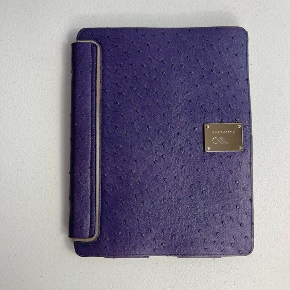 CaseMate Ipad Case Purple Ostrich Leather Snap Closure 7.5"x9.5"